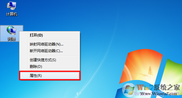 打開Win7“網絡”的屬性