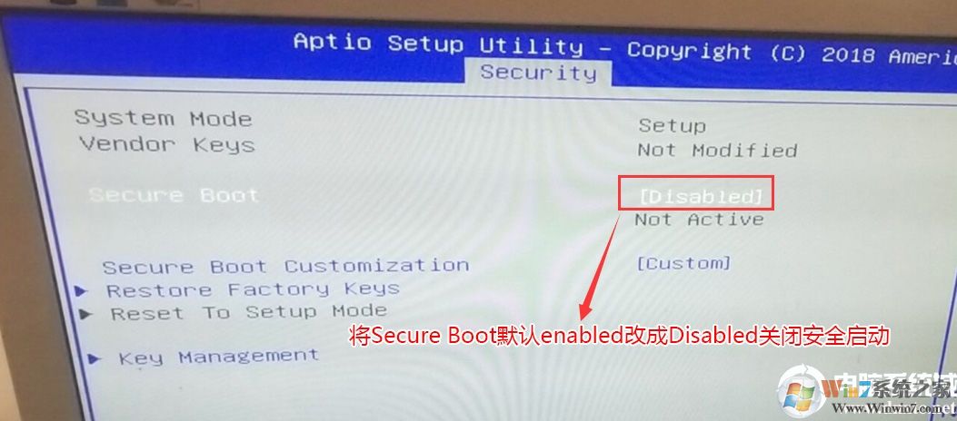 將Secure Boot默認(rèn)的enabled改成disabled關(guān)閉安全啟動(dòng)