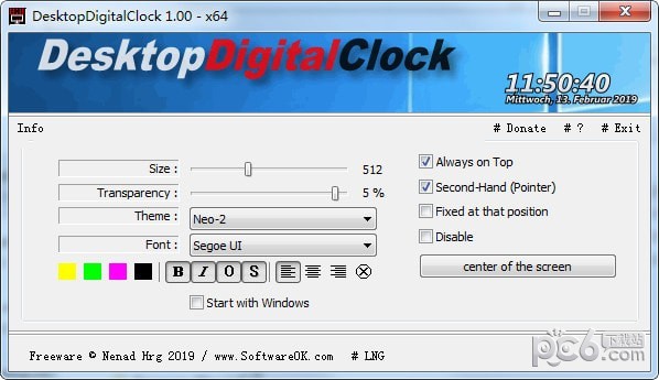 桌面時鐘軟件(DesktopDigitalClock) v3.01中文綠色版