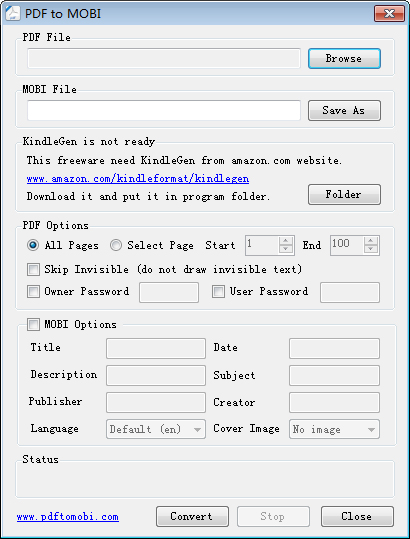 PDF to MOBI(pdf轉(zhuǎn)mobi) v1.3綠色版