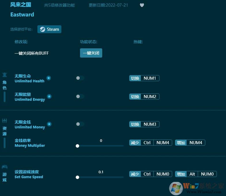 風(fēng)來之國5項(xiàng)修改器 v2022.7通用版