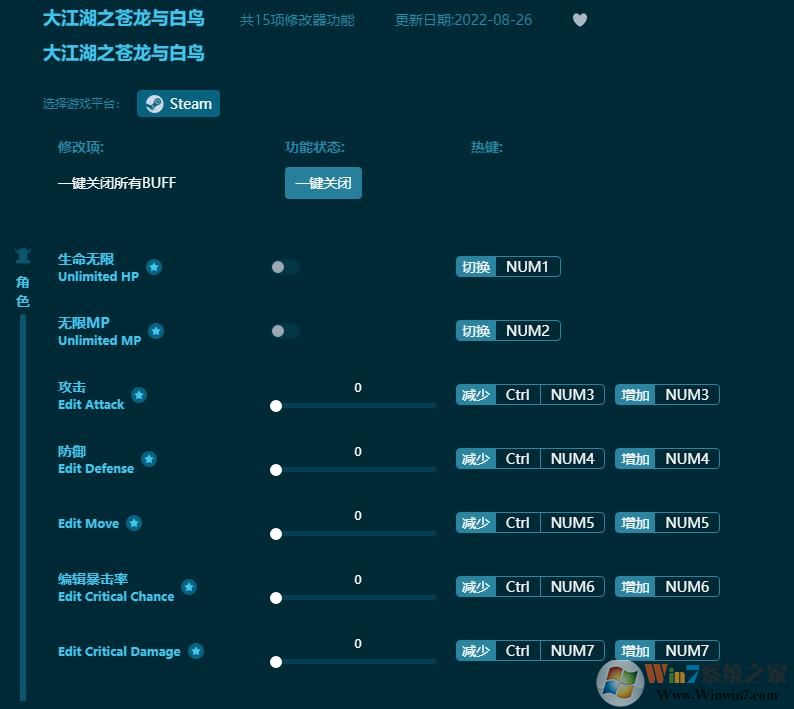 大江湖之蒼龍與白鳥(niǎo)十五項(xiàng)修改器 2022最新版本