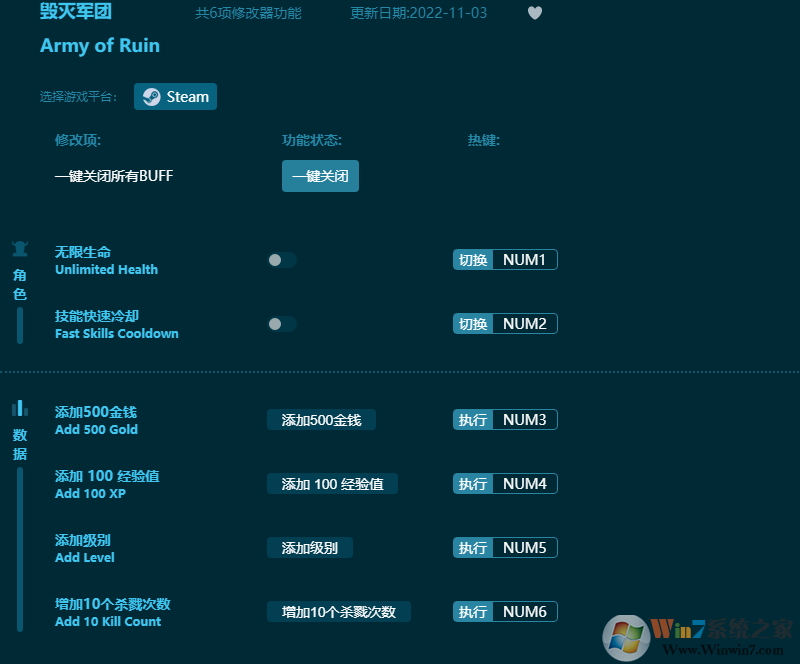 毀滅軍團六項修改器 v2022.11最新版