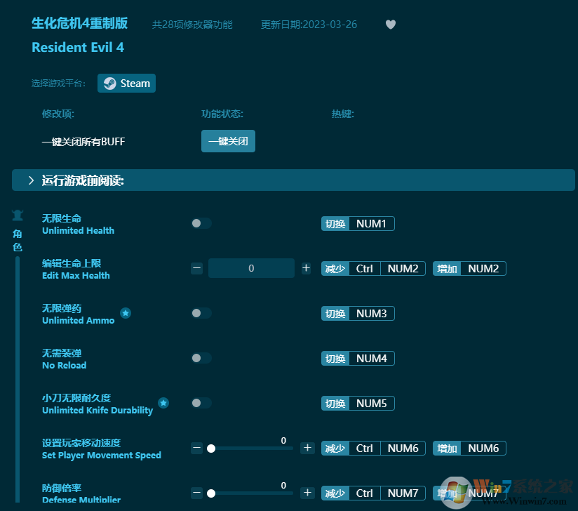 生化危機(jī)4重制版二十八項(xiàng)修改器 v2023最新版