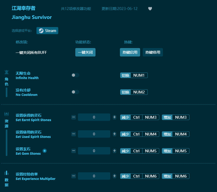 江湖幸存者十二項(xiàng)修改器 v2023最新版